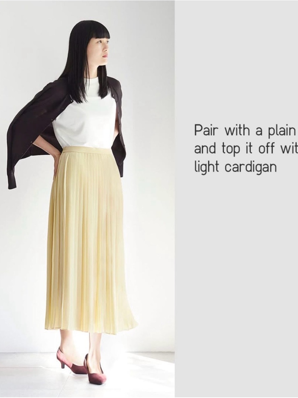 Uniqlo Chiffon Pleated Midi Skirt